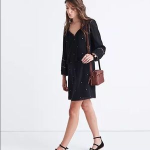 Madewell NWT Embroidered Signal Black Copper Dress